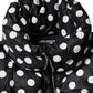 Black White Polka Dot Full Zip Puffer Jacket