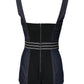 Blue Cotton Stretch Sleeveless Bodycon Denim Bodysuit