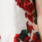White Floral Printed Silk Knee Length Dress
