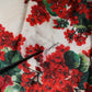 White Floral Printed Silk Knee Length Dress