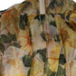 Yellow Floral Print Silk Maxi Long Gown Dress