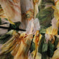 Yellow Floral Print Silk Maxi Long Gown Dress