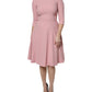 Pink A-line Flare Viscose 3/4 Sleeves Dress
