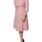 Pink A-line Flare Viscose 3/4 Sleeves Dress