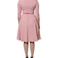 Pink A-line Flare Viscose 3/4 Sleeves Dress