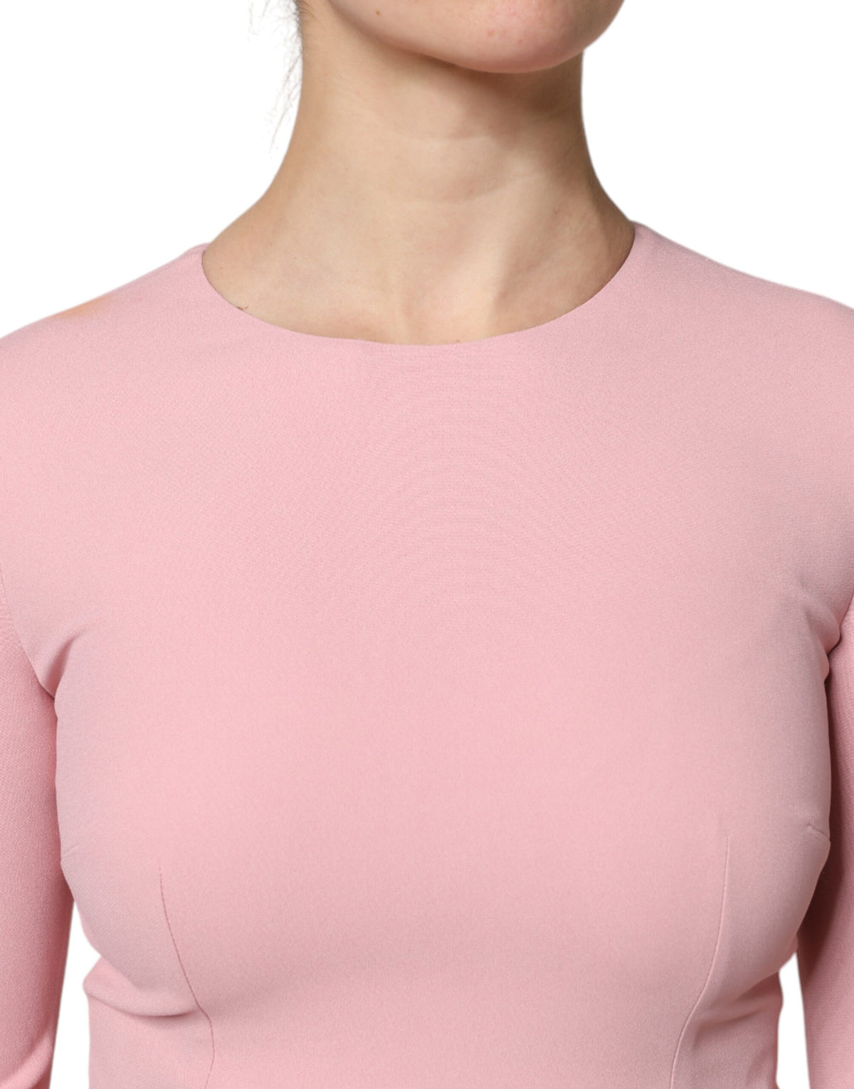 Pink A-line Flare Viscose 3/4 Sleeves Dress