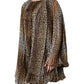 Brown Leopard Print Scarf Collared Chiffon Dress