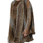 Brown Leopard Print Scarf Collared Chiffon Dress