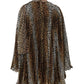 Brown Leopard Print Scarf Collared Chiffon Dress