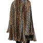 Brown Leopard Print Scarf Collared Chiffon Dress