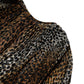 Brown Leopard Print Scarf Collared Chiffon Dress