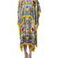 Multicolor Majolica Kaftan Short Sleeves Maxi Dress