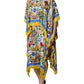 Multicolor Majolica Kaftan Short Sleeves Maxi Dress