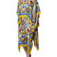 Multicolor Majolica Kaftan Short Sleeves Maxi Dress