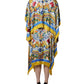 Multicolor Majolica Kaftan Short Sleeves Maxi Dress