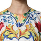 Multicolor Majolica Kaftan Short Sleeves Maxi Dress