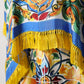 Multicolor Majolica Kaftan Short Sleeves Maxi Dress