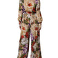 Multicolor Floral Wide Leg Jumpsuit Dress