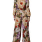 Multicolor Floral Wide Leg Jumpsuit Dress