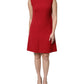 Red Wool Sleeveless Knee Length A-line Dress