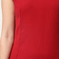 Red Wool Sleeveless Knee Length A-line Dress