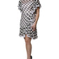 White Polka Dotted Silk Blend A-line Dress