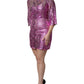 Metallic Fuchsia Floral Sheath Mini Dress