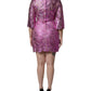 Metallic Fuchsia Floral Sheath Mini Dress