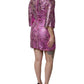 Metallic Fuchsia Floral Sheath Mini Dress