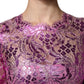 Metallic Fuchsia Floral Sheath Mini Dress