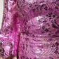Metallic Fuchsia Floral Sheath Mini Dress