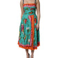 Multicolor Printed Silk Sleeveless Midi Dress