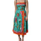 Multicolor Printed Silk Sleeveless Midi Dress