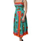 Multicolor Printed Silk Sleeveless Midi Dress