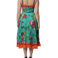 Multicolor Printed Silk Sleeveless Midi Dress