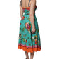 Multicolor Printed Silk Sleeveless Midi Dress