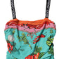 Multicolor Printed Silk Sleeveless Midi Dress
