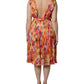Multicolor Floral Silk V-neck Chiffon Dress