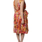 Multicolor Floral Silk V-neck Chiffon Dress