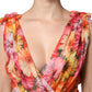 Multicolor Floral Silk V-neck Chiffon Dress