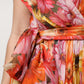 Multicolor Floral Silk V-neck Chiffon Dress