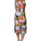 Multicolor Floral Side Slit Midi Dress