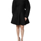Black Cotton Long Sleeves A-line Mini Dress