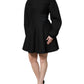 Black Cotton Long Sleeves A-line Mini Dress