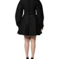 Black Cotton Long Sleeves A-line Mini Dress