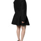 Black Cotton Long Sleeves A-line Mini Dress