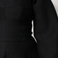 Black Cotton Long Sleeves A-line Mini Dress