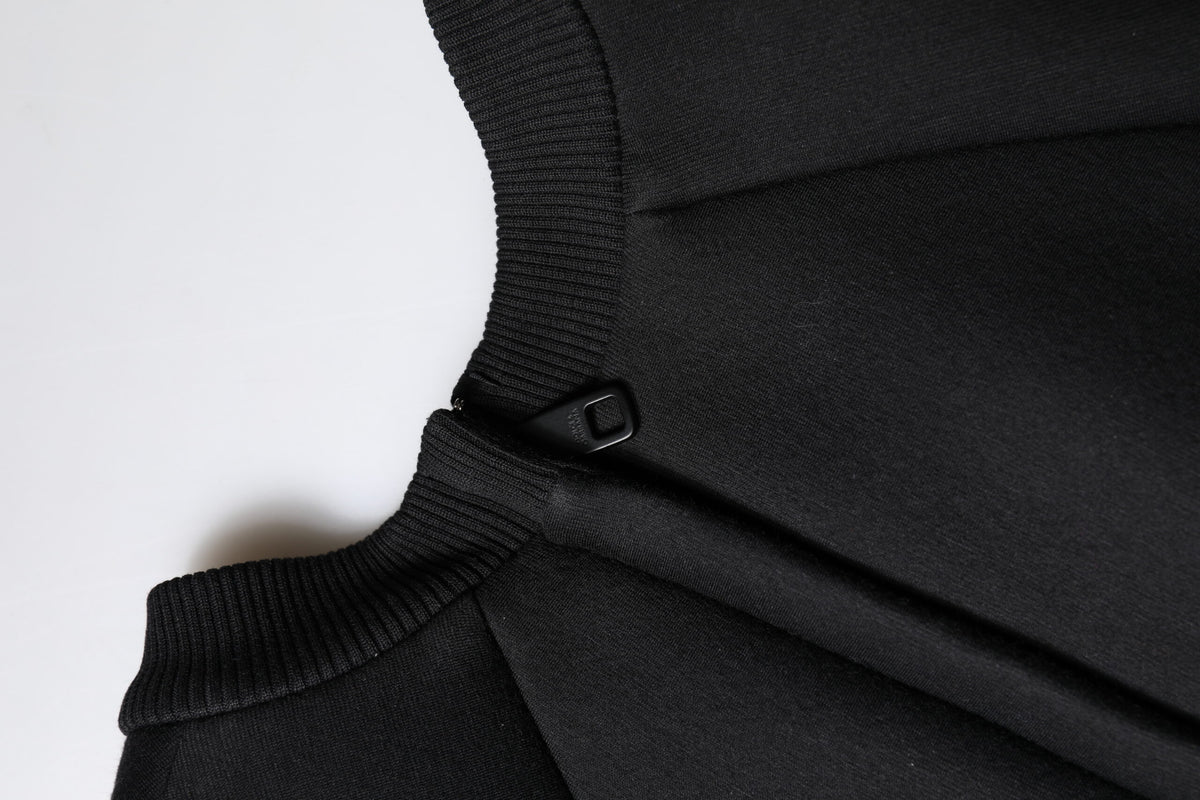 Black Cotton Long Sleeves A-line Mini Dress