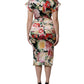 Multicolor Floral Short Sleeves Sheath Midi Dress