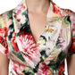 Multicolor Floral Short Sleeves Sheath Midi Dress
